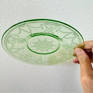 Anchor Hocking Green Cameo Ballerina 6.25" Plate Depression Glass Vintage